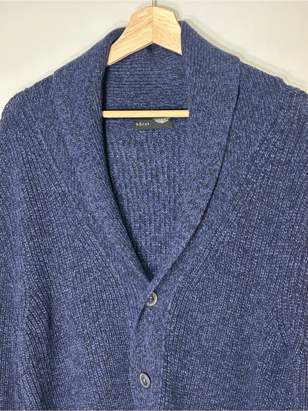 Hörst Men’s Navy Wool Shawl Collar Cardigan Made in Italy L - Picture 3 of 11